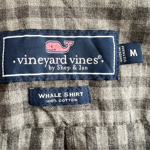 Vineyard Vines Whale Shirt Mens Medium Button-Down Check Long Sleeve Tucker Gray - Picture 4 of 8